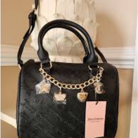 Juicy Couture Black Satchel with Gold Charm Chain - Picture 3 of 15